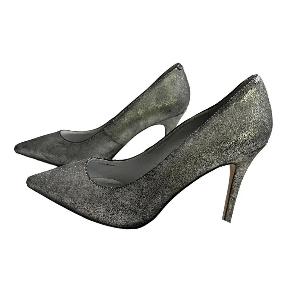 White House Black Market Silver Suede High Heel Pumps Size 7